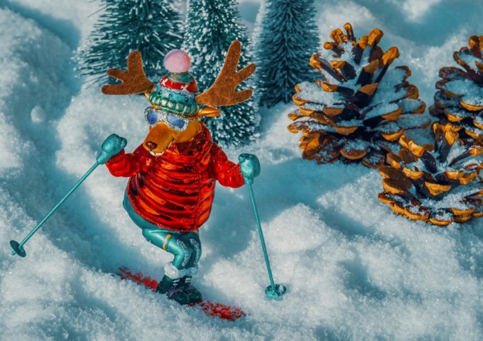 Moose Skiing Moose Figure Comic Reindeer Skiing Ski Sport